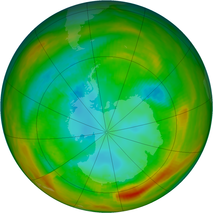 Antarctic ozone map for 19 August 1979